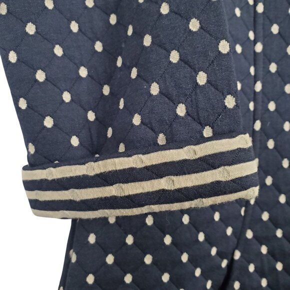 Boden Size 12 Dress Dotty Day Quilted Shift Polka Dot Zip Back Pockets Navy - Picture 6 of 13